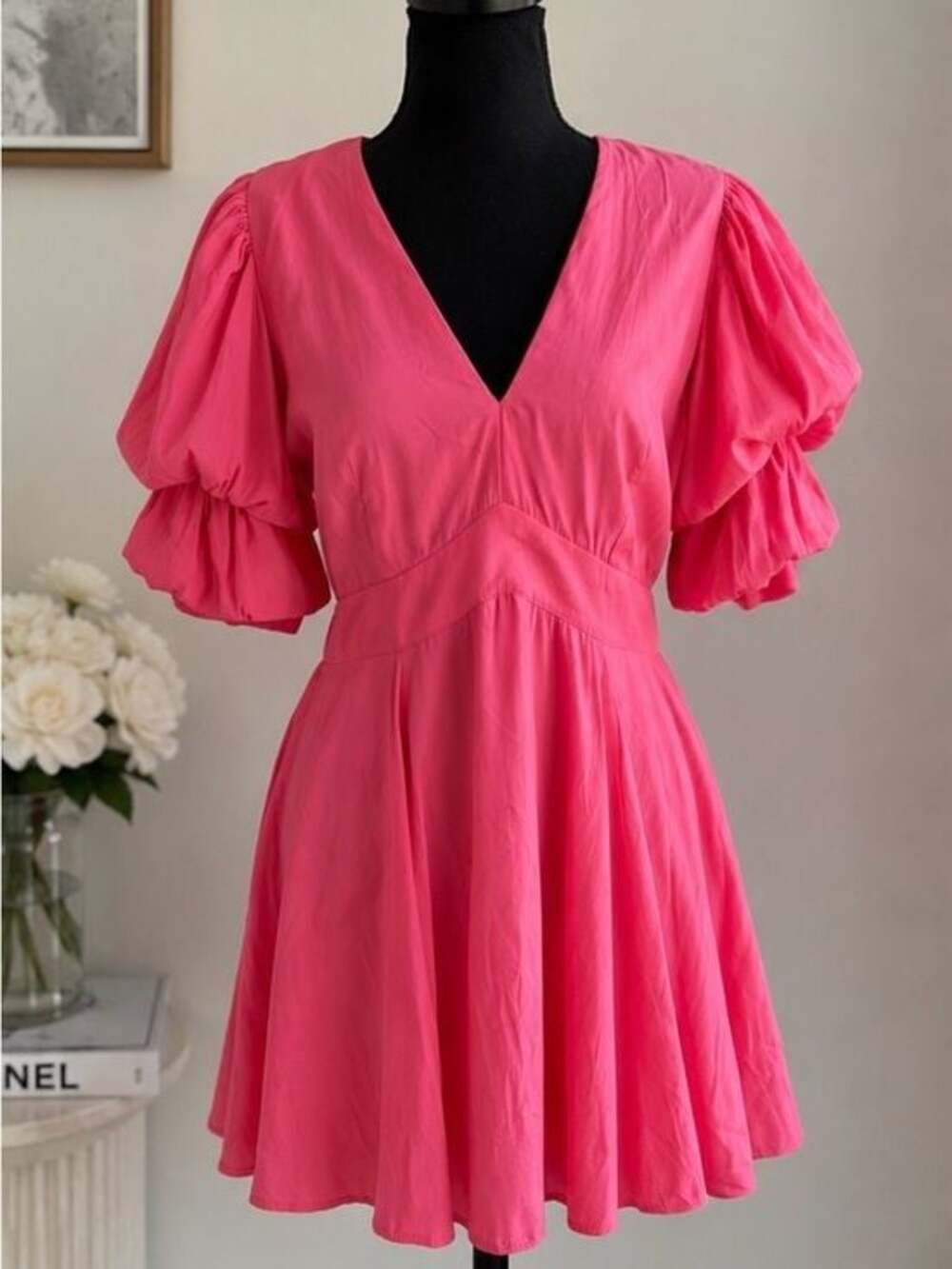1. STATE Pink Puff Sleeve Mini Dress – Size M